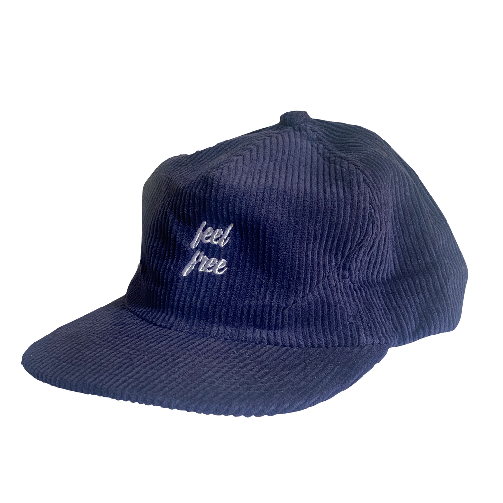 Feel Free Baseball Hat - Navy blue, corduroy baseball hat.